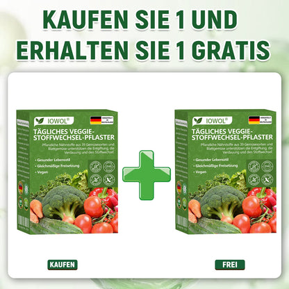 🥦Offizieller Store | IOWOL® Daily Vegetable Metabolic Patch unterstützt Entgiftung, Verdauung und metabolischen Reset mit organischen Gemüseextrakten und Phytonährstoffen aus 39 Gemüsen und grünen Pflanzen, für mehr Energie und Wohlbefinden.