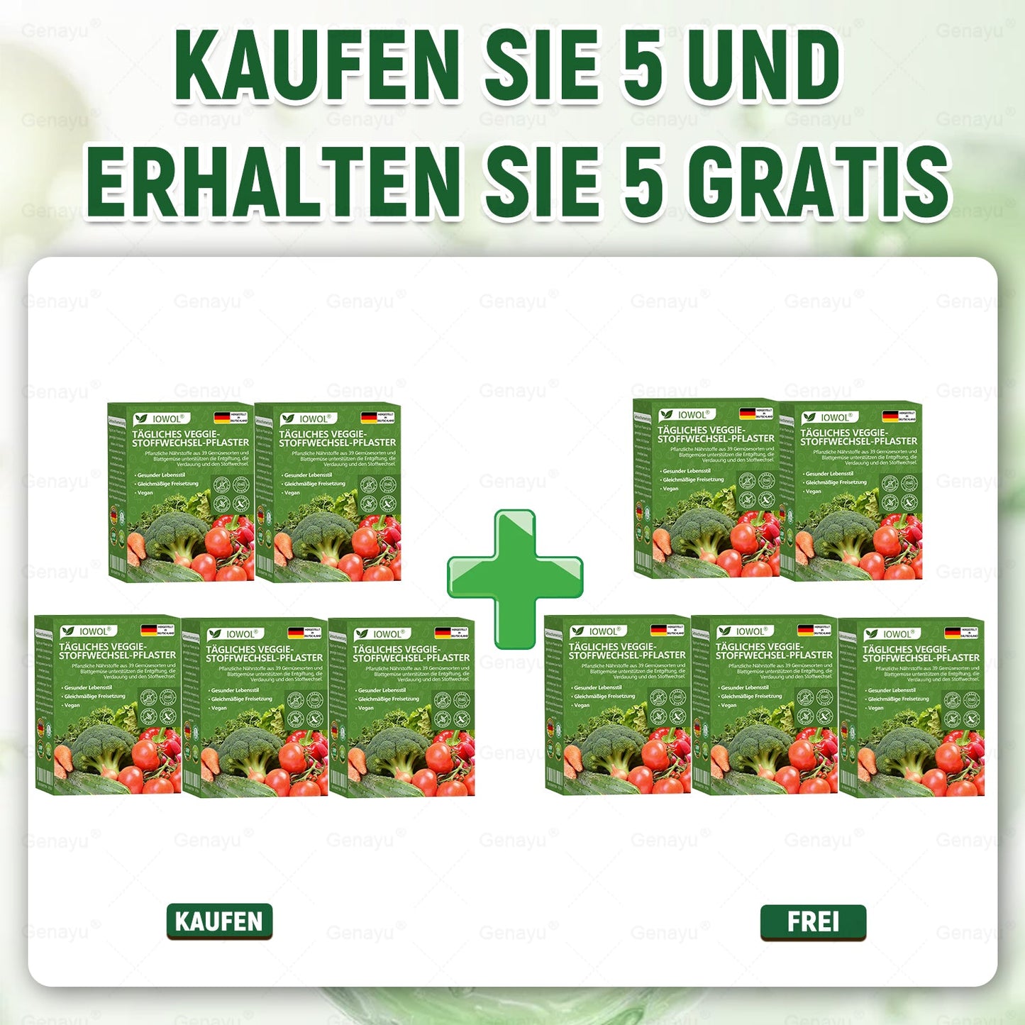 🥦Offizieller Store | IOWOL® Daily Vegetable Metabolic Patch unterstützt Entgiftung, Verdauung und metabolischen Reset mit organischen Gemüseextrakten und Phytonährstoffen aus 39 Gemüsen und grünen Pflanzen, für mehr Energie und Wohlbefinden.