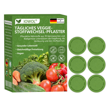 🥦Offizieller Store | IOWOL® Daily Vegetable Metabolic Patch unterstützt Entgiftung, Verdauung und metabolischen Reset mit organischen Gemüseextrakten und Phytonährstoffen aus 39 Gemüsen und grünen Pflanzen, für mehr Energie und Wohlbefinden.